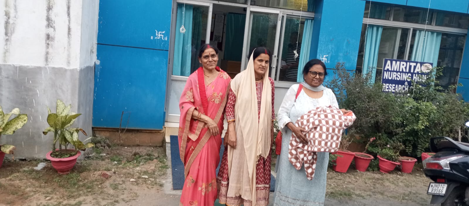 Patients and family outside Amrita Nursing Home